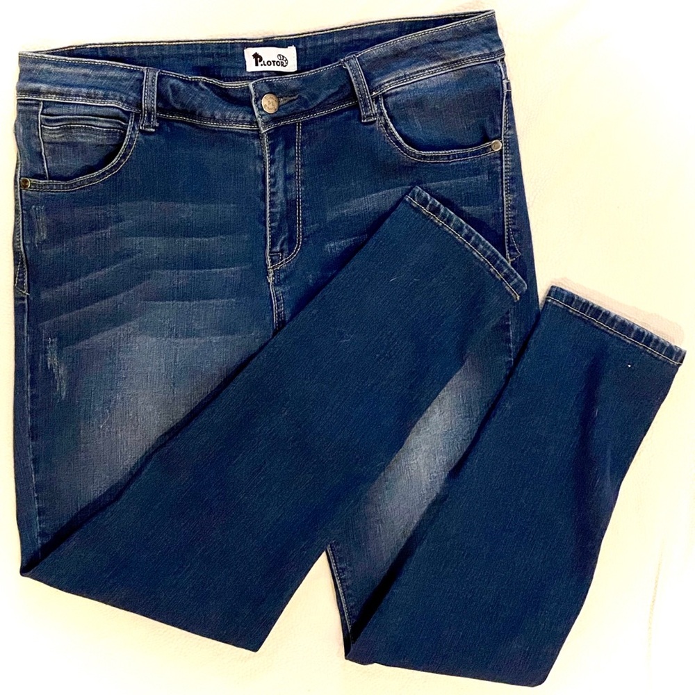 P.LOTOR Distressed Stretch Skinny Jeans - Sz 12/30
